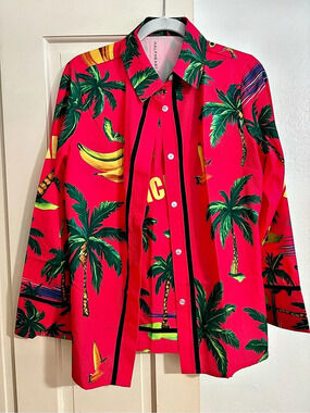 HALFHEART Tropical Print Pants Set in Pink